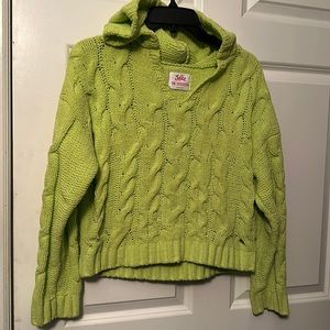 Green Neon Sweater With Hood